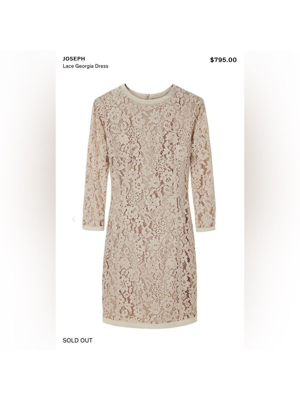 JOSEPH Regency Cream Fine Silk Lace Overlay Parisian Dress size 6 France size 36